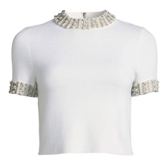 Alice + Olivia Ciara Mock Neck Embellished Crop - Picture 5 of 10